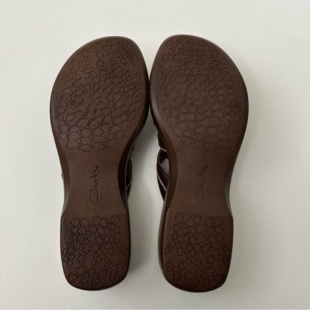 Clarks Brown Leather Strappy Wedge Comfort Sandals Womens Size 10 - Picture 8 of 8